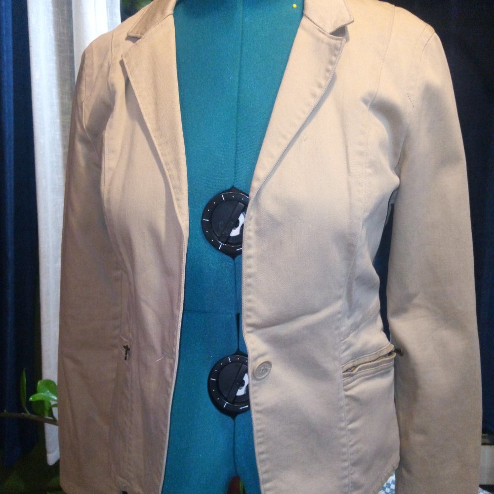 Calvin Klein Jeans Tan Hourglass Blazer Sz M - Picture 3 of 15